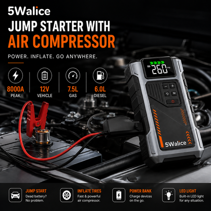 5Walice 3-in-1 portable car jump starter with air compressor — view 2