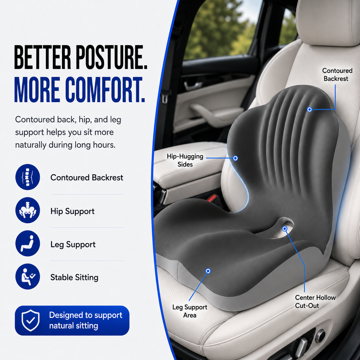 Ergonomic Seat Cushion – For cars, offices, and homes