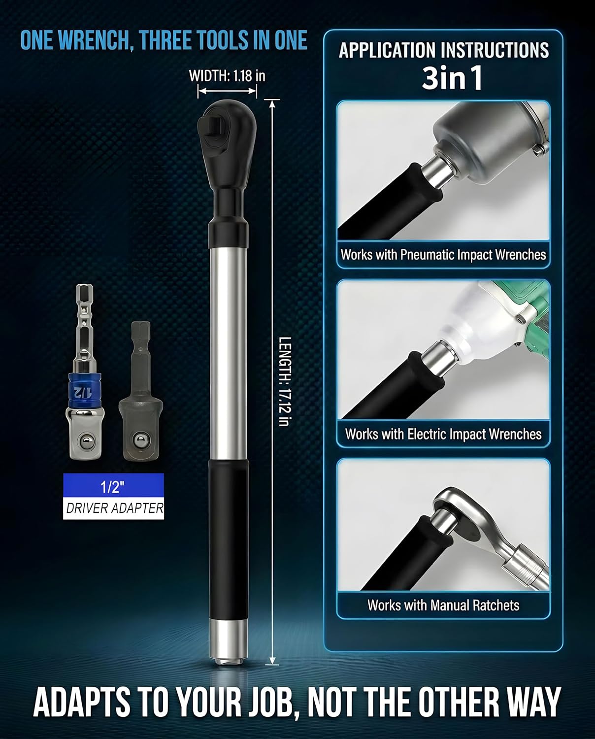 5Walice™ 3-in-1 Offset Extension Bar (1/2-inch drive)