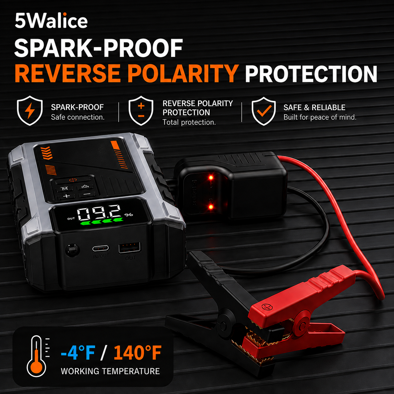 5Walice 3-in-1 portable car jump starter with air compressor — view 3