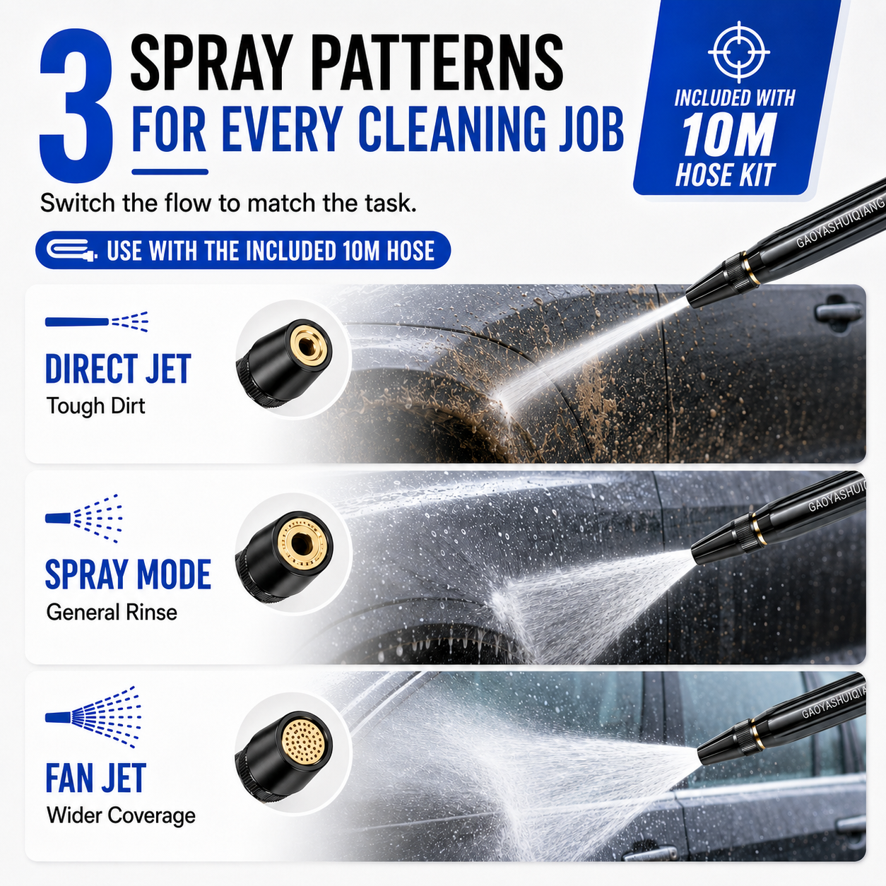 5Walice™ Hose Nozzle — 3 Spray Patterns