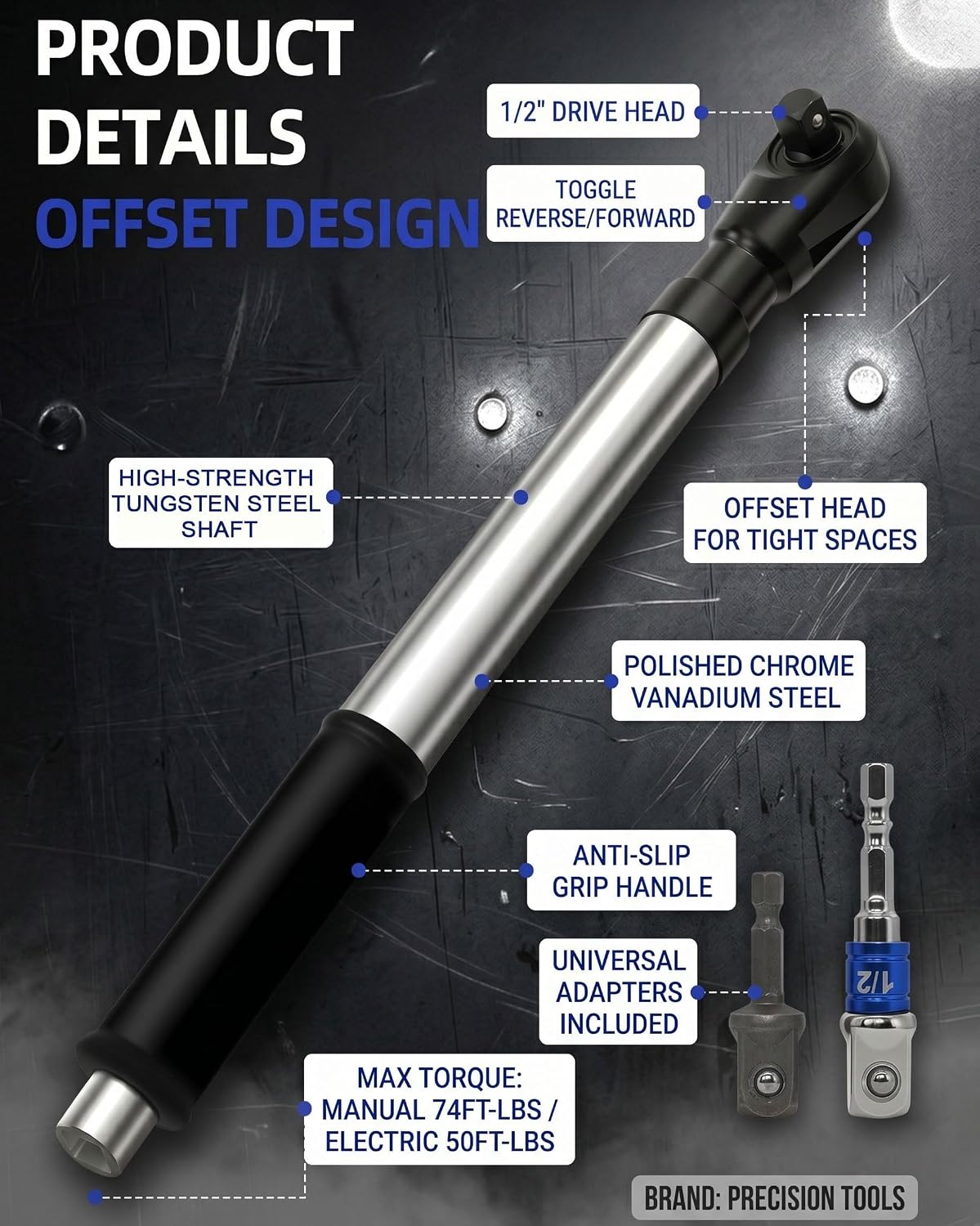 5Walice™ 3-in-1 Offset Extension Bar (1/2-inch drive)