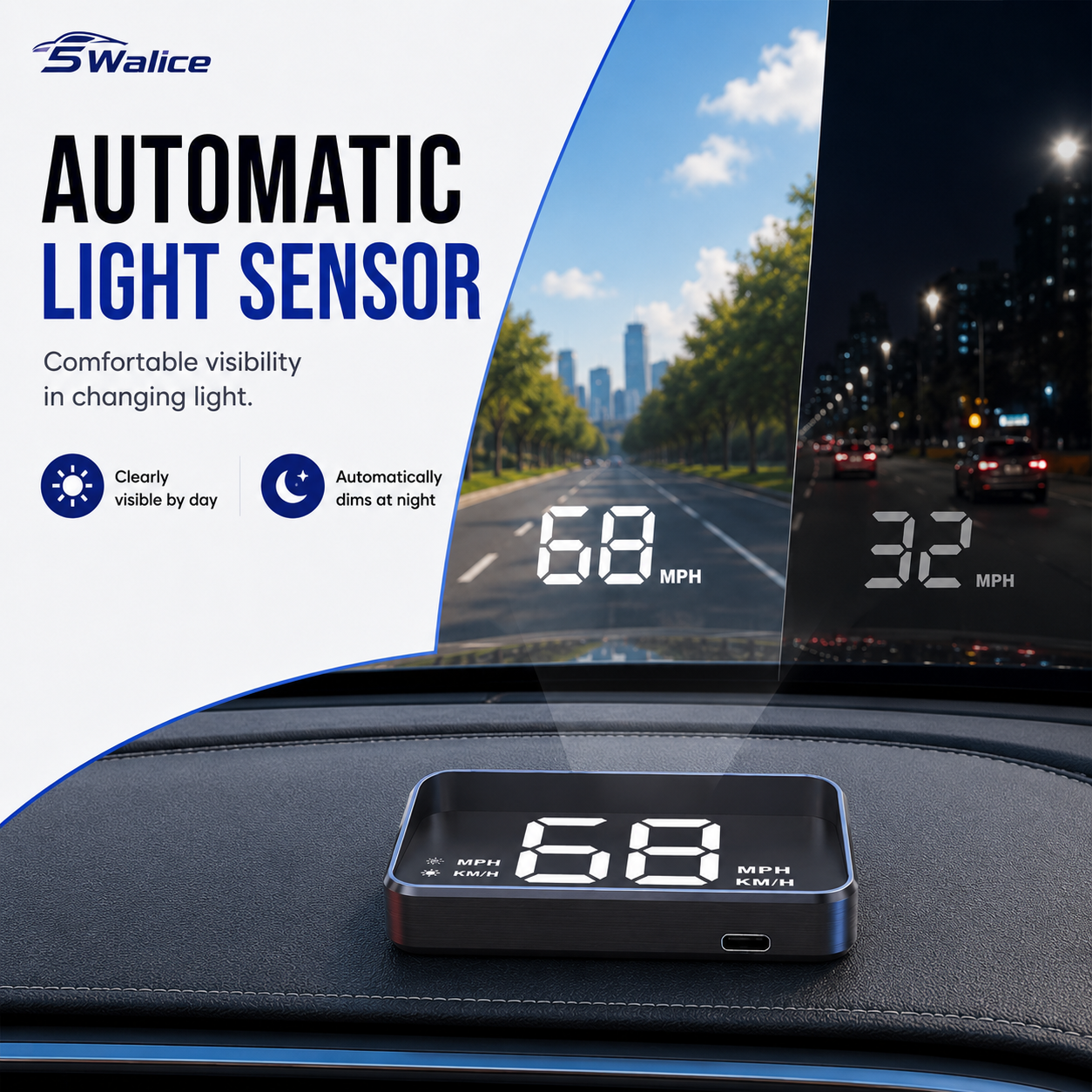 5Walice™ Car HUD — GPS Speedometer