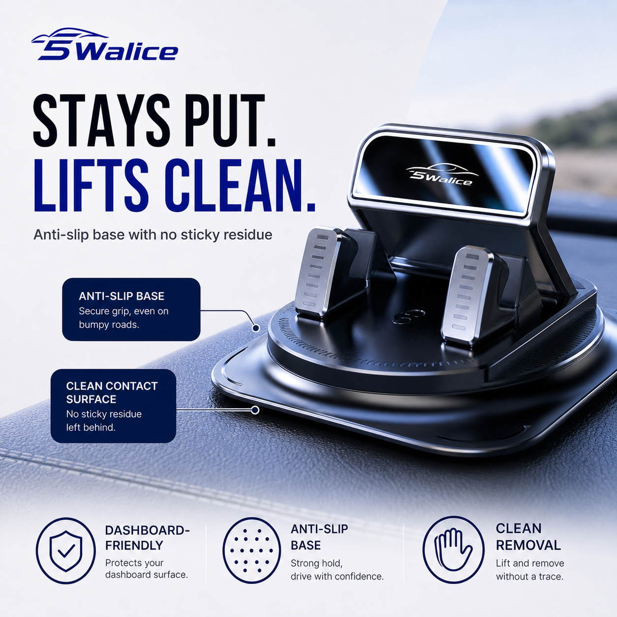 5Walice™ 360° Phone Mount — Dashboard Hold