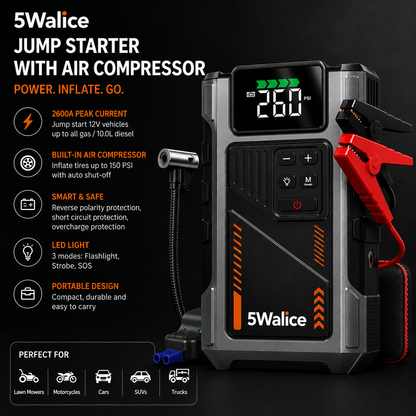 5Walice 3-in-1 portable car jump starter with air compressor — view 9