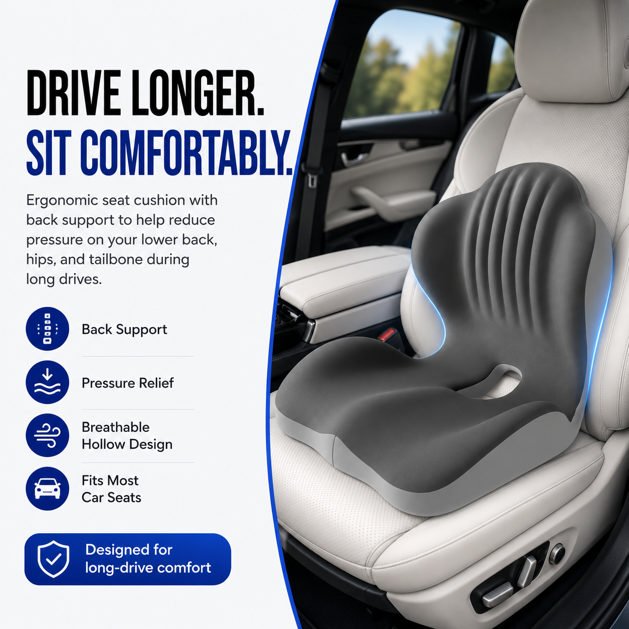 Ergonomic Seat Cushion – For cars, offices, and homes
