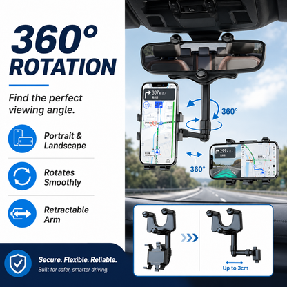 5Walice 360 rearview mirror car phone mount GPS holder — view 4